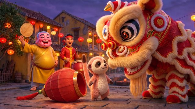 Nose to nose with a lion dance.