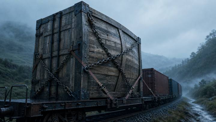 Shot 15, The Crate Wakes · Wide three-quarter