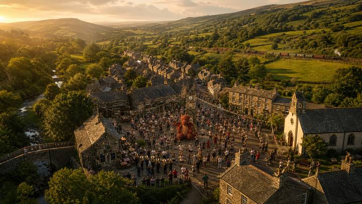 Shot 48, Village Celebration · Extreme aerial